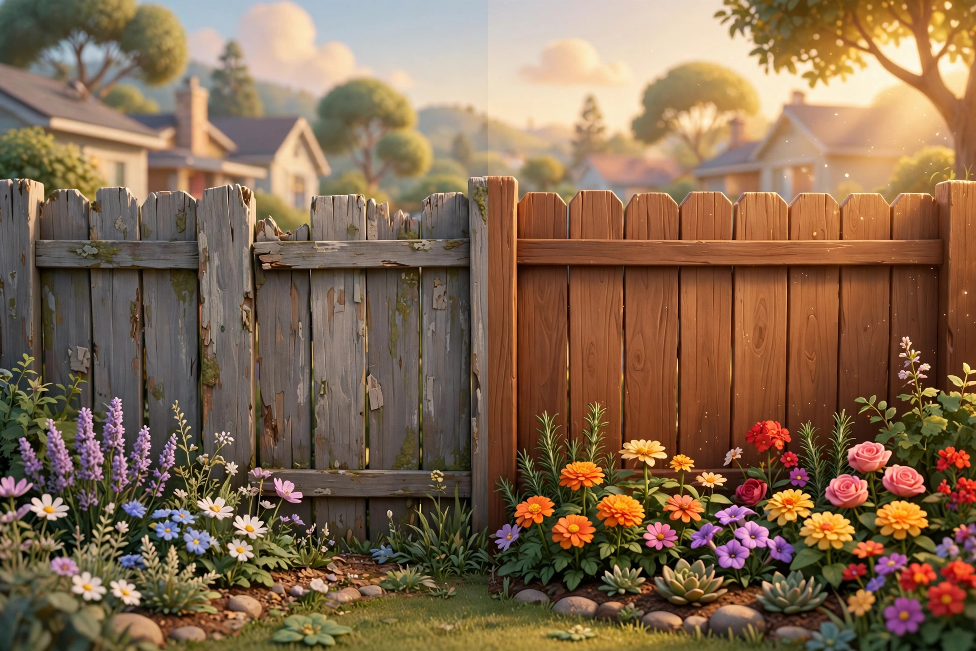 Fence Staining — illustration